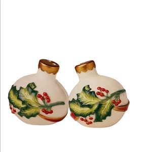 New 2004 Fitz and Floyd Noel Classique Salt & Pepper Shaker Christmas Ornaments